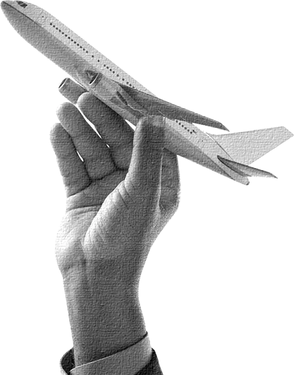 Mano sosteniendo un avión de juguete azul, simbolizando el despegue hacia la libertad financiera.